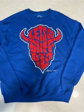 Bold Blue Crewneck Sweatshirt with Red Graphic